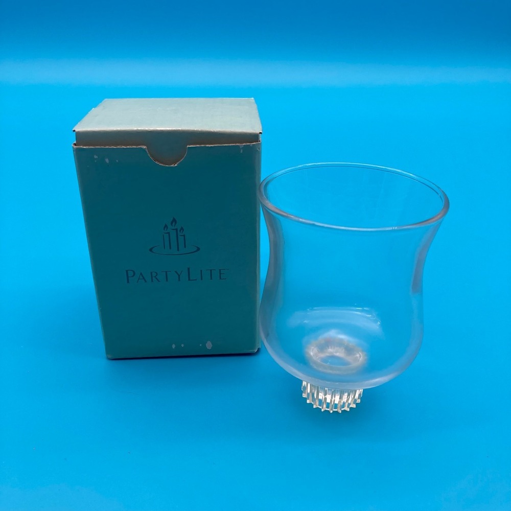 1990s Vintage PartyLite W4201 Tulip Glass Votive Peglite Candle Holder Boxed